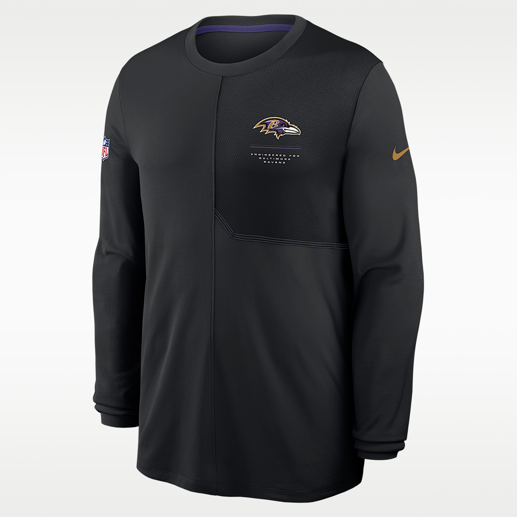 the ravens Big Silhouette Trainer 　kj着用 Baltimore Ravens Sideline Coach Men's Nike Dri-FIT NFL Long-Sleeve